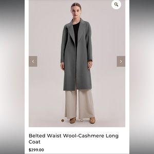 Gentle Hers Belted Waist Wool-Cashmere Long Coat in NAVY size small